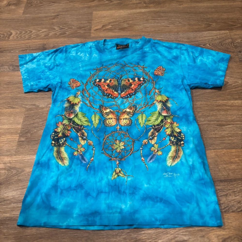 High Definition Rock Chang Butterfly Tie Dye T-Shirt Blue Unisex Medium